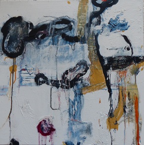 Durch den Türspalt / 2026 &ndash; Acryl und &Ouml;l auf Leinwand 80 cm x 80cm